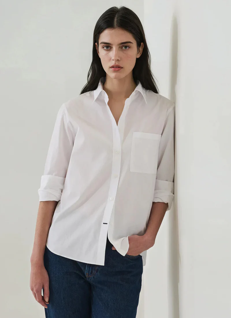 Long Sleeve Cotton Boyfriend Pocket Shirt - Image 5