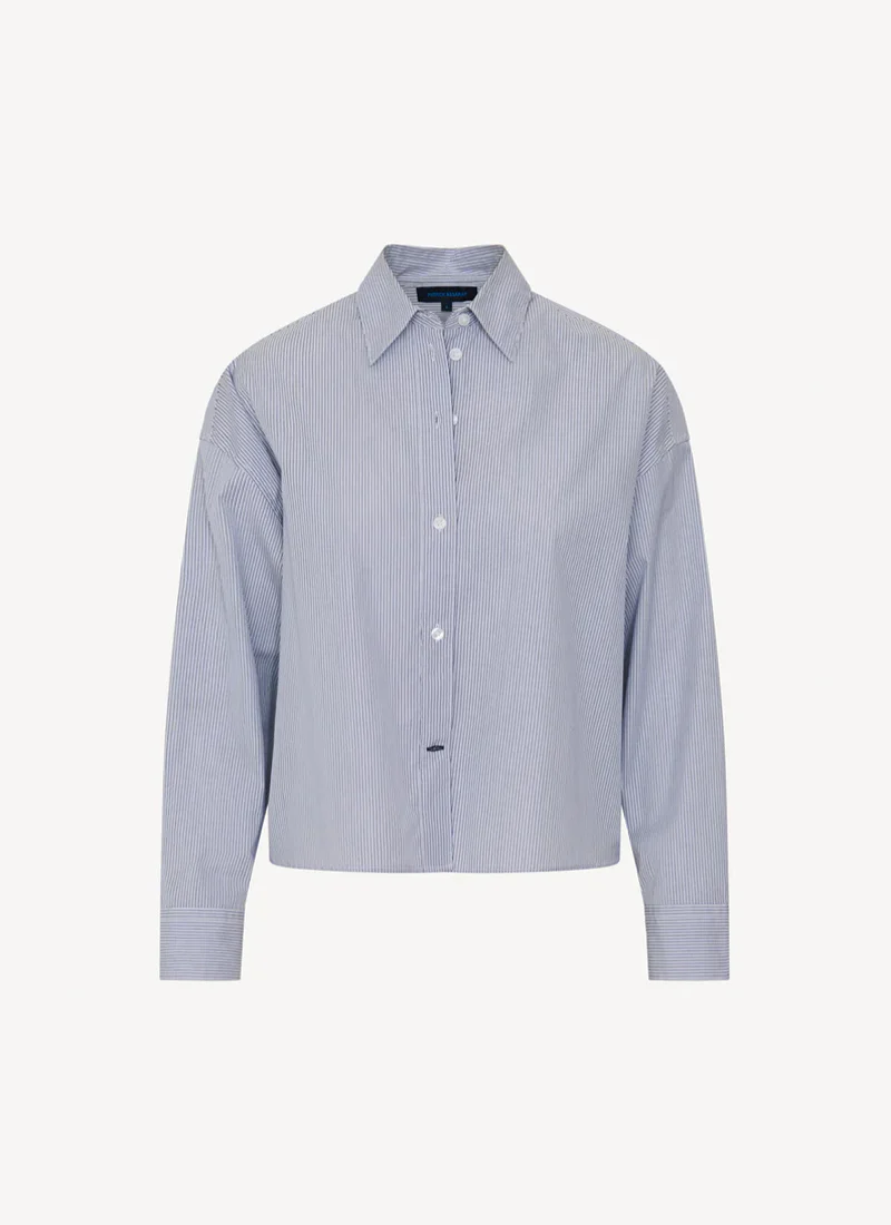 Long Sleeve Cotton Stripe Boxy Shirt - Image 5