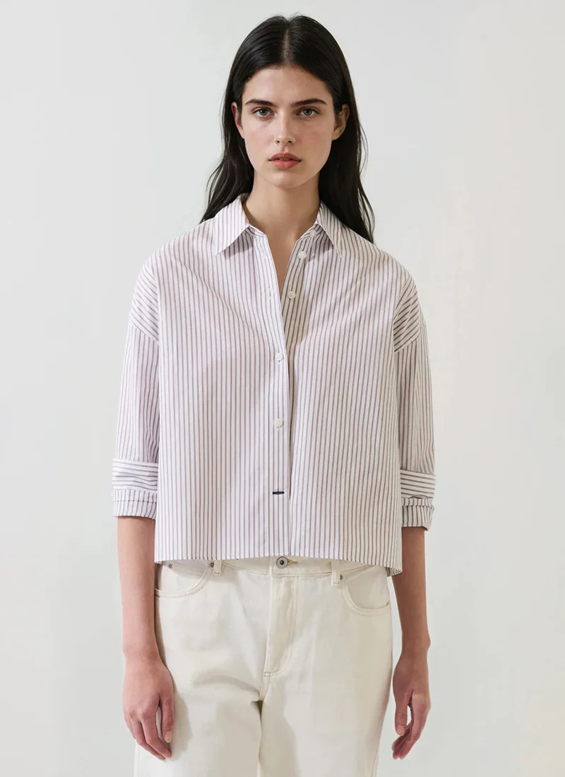 Long Sleeve Cotton Stripe Boxy Shirt