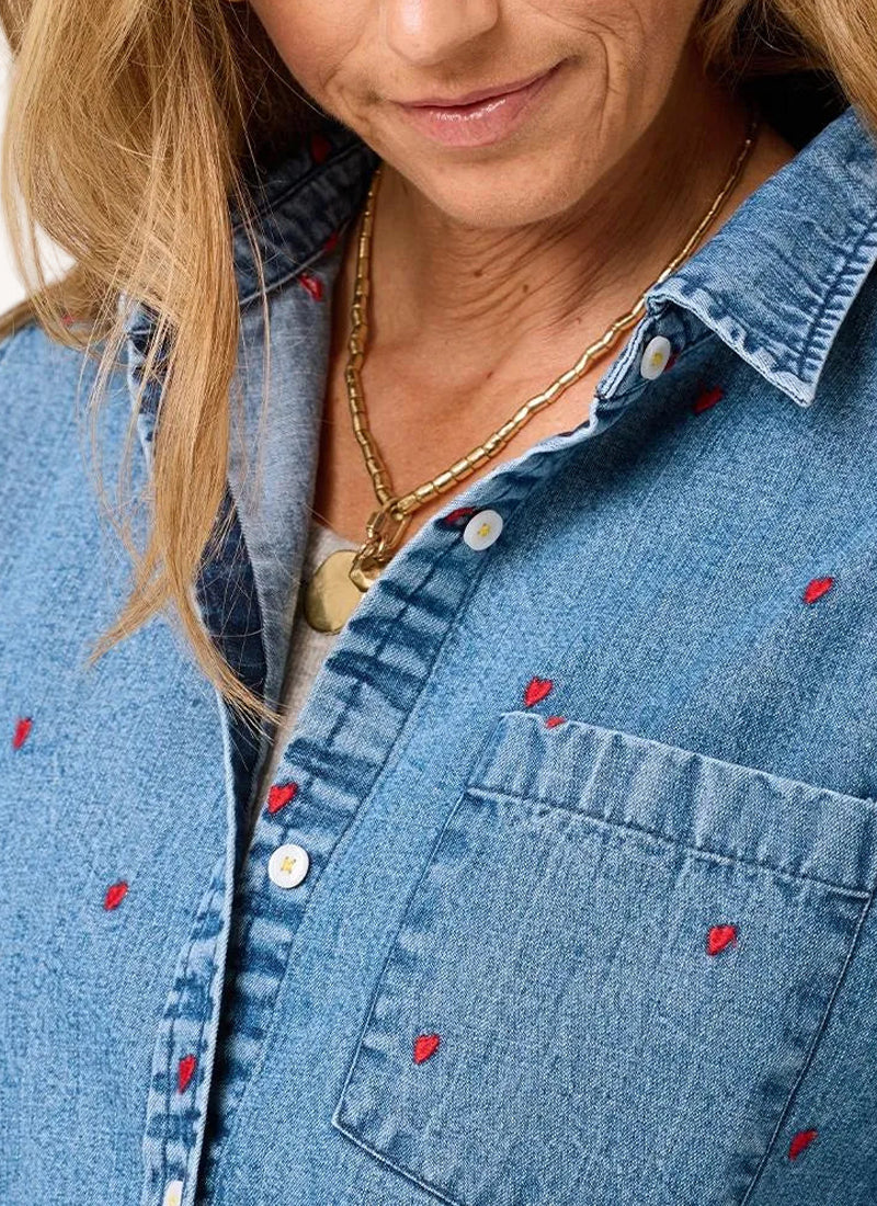 Mia Tiny Heart Denim Shirt - Image 4