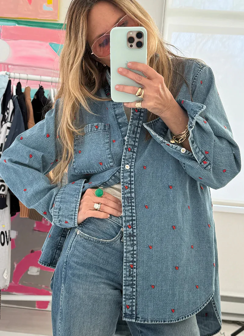 Mia Tiny Heart Denim Shirt - Image 6