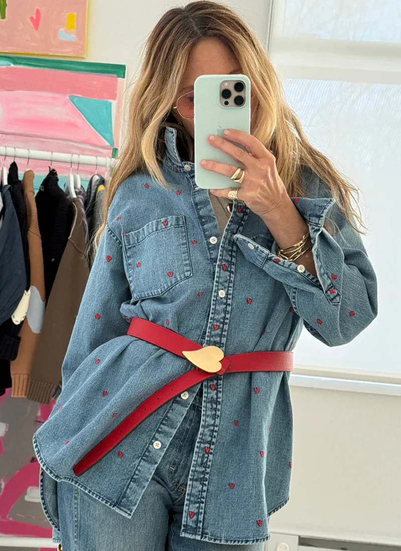 Mia Tiny Heart Denim Shirt - Image 7