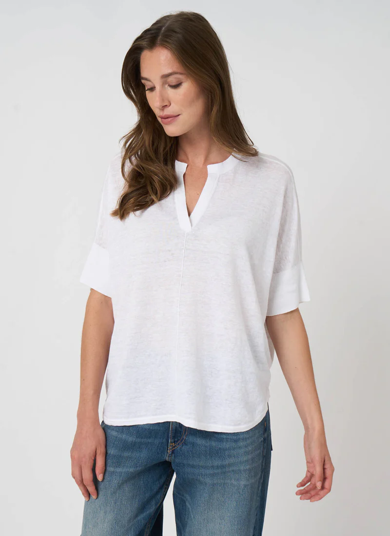 Linen Slit Neck Poncho Top