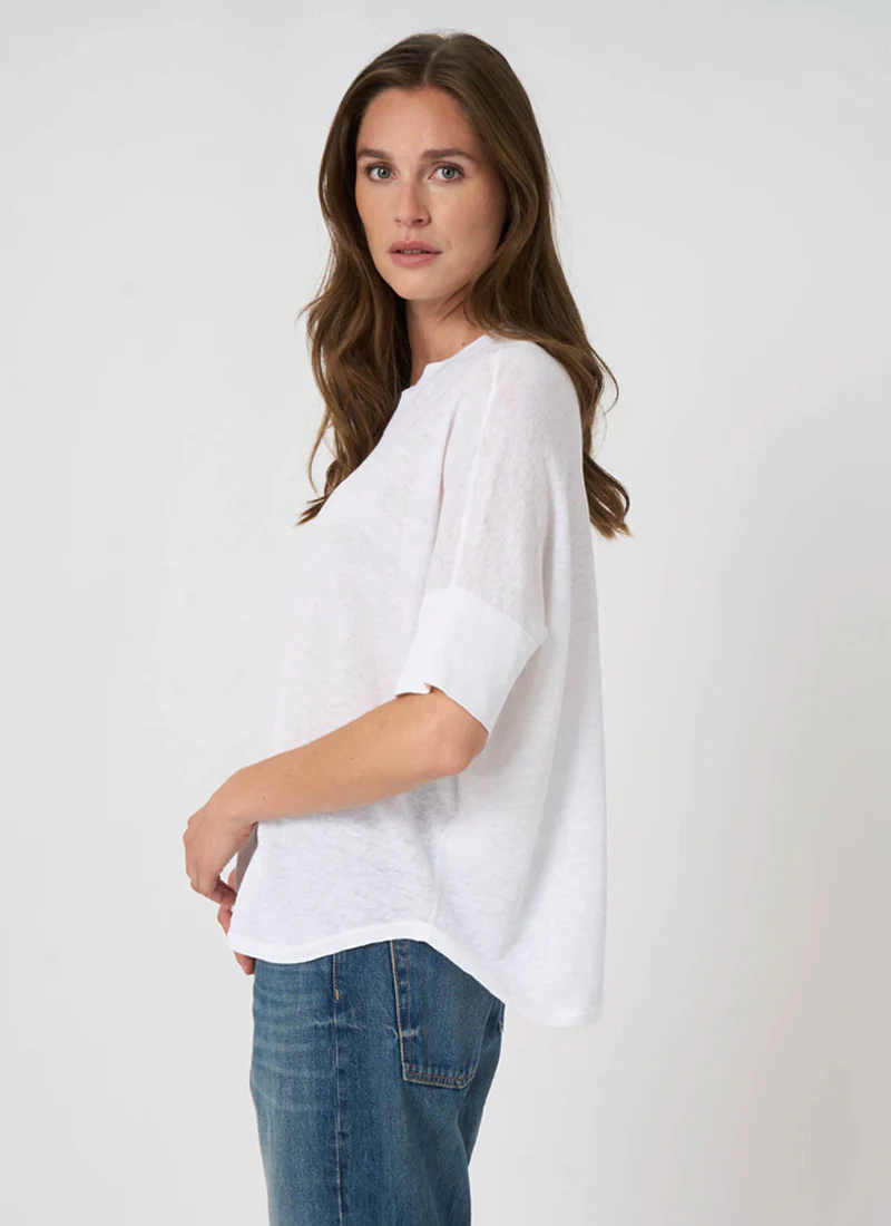 Linen Slit Neck Poncho Top - Image 3