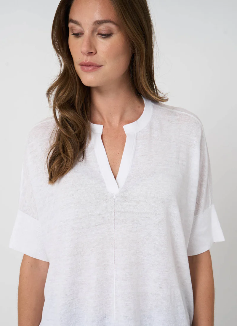 Linen Slit Neck Poncho Top - Image 4