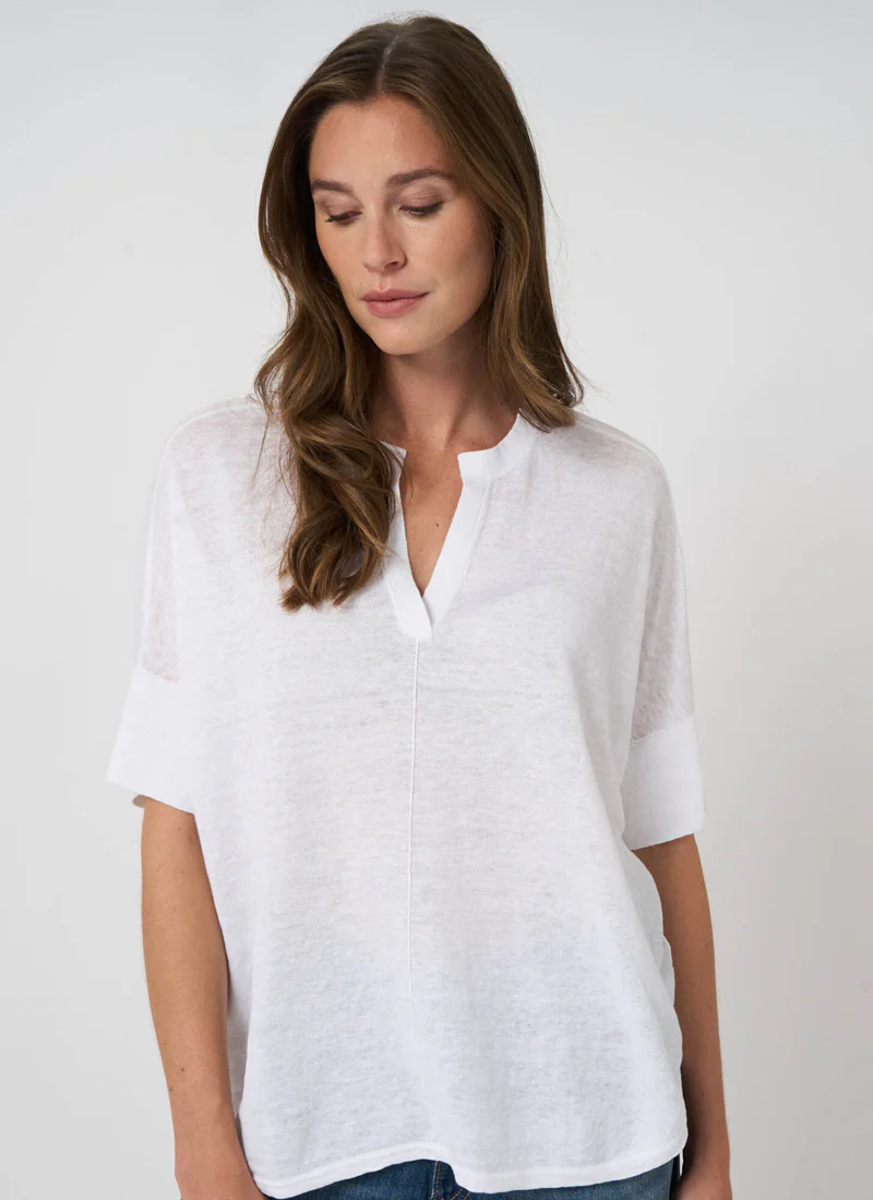 Linen Slit Neck Poncho Top - Image 6