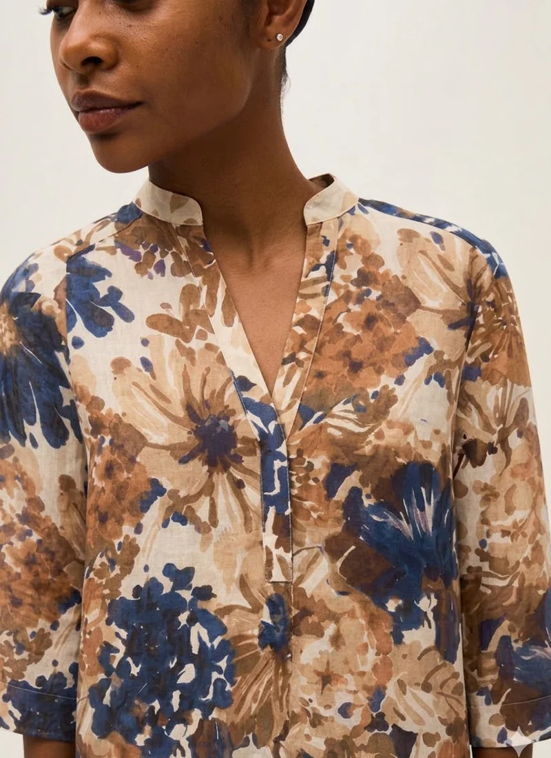 Printed Cotton Voile Tunic Top - Image 2