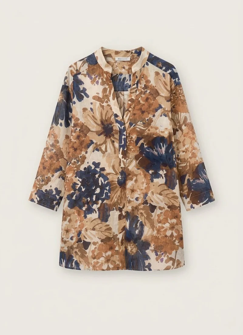 Printed Cotton Voile Tunic Top - Image 3