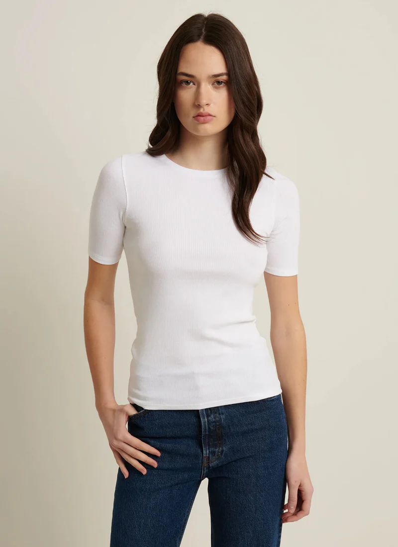Short Sleeve Cotton Modal Rib Crew Neck T-Shirt