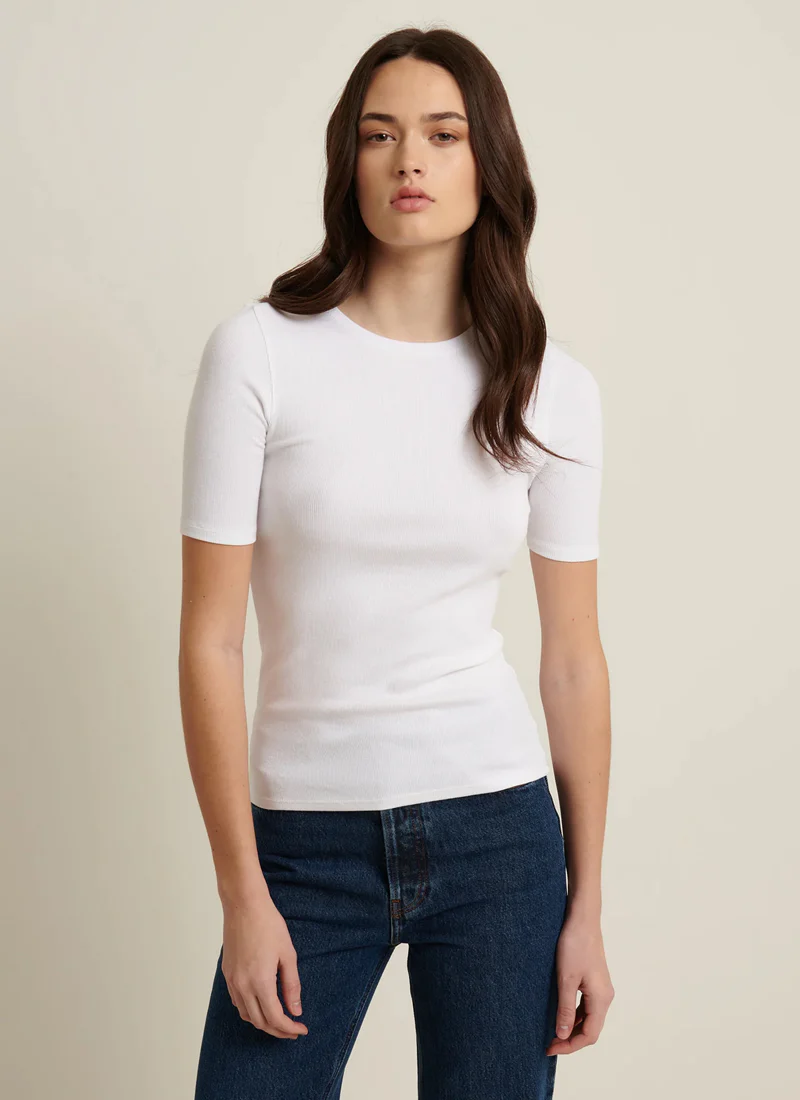 Short Sleeve Cotton Modal Rib Crew Neck T-Shirt - Image 2