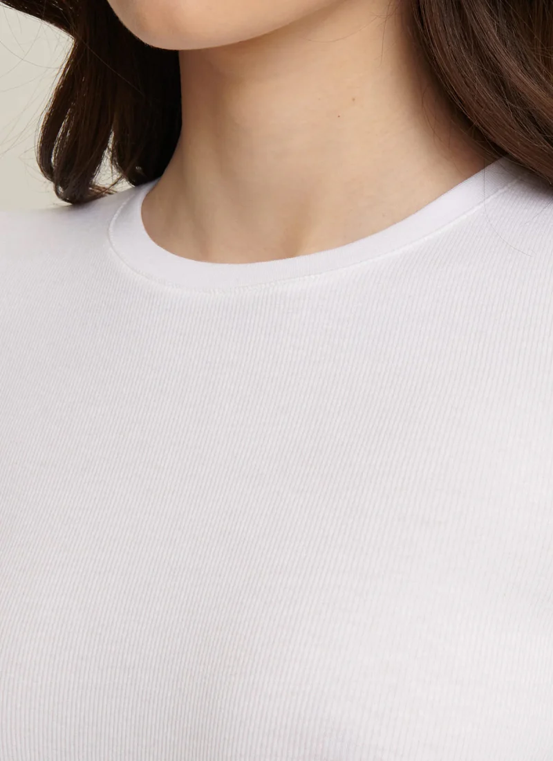 Short Sleeve Cotton Modal Rib Crew Neck T-Shirt - Image 4