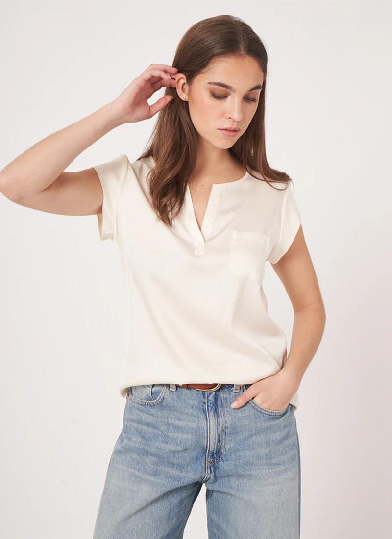 Silk Short Sleeve Blouse