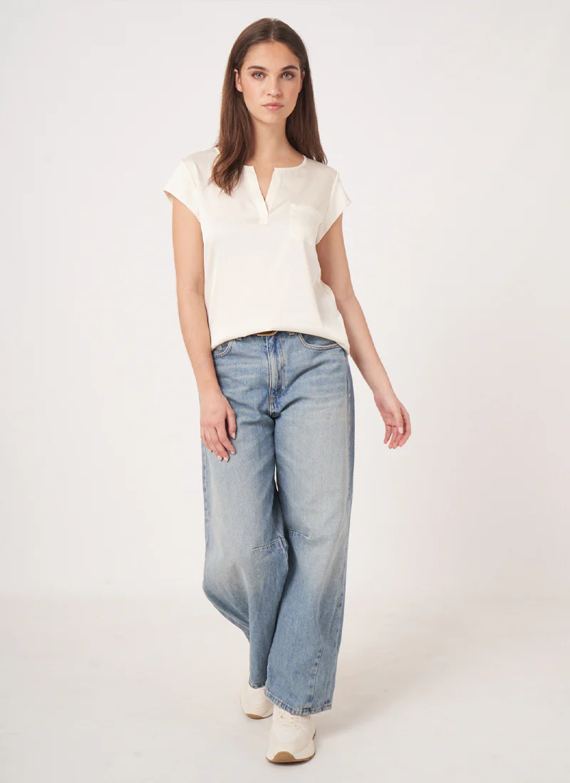 Silk Short Sleeve Blouse - Image 4