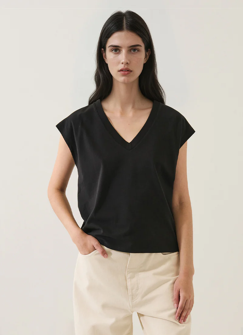Silk V Neck Dolman Tee