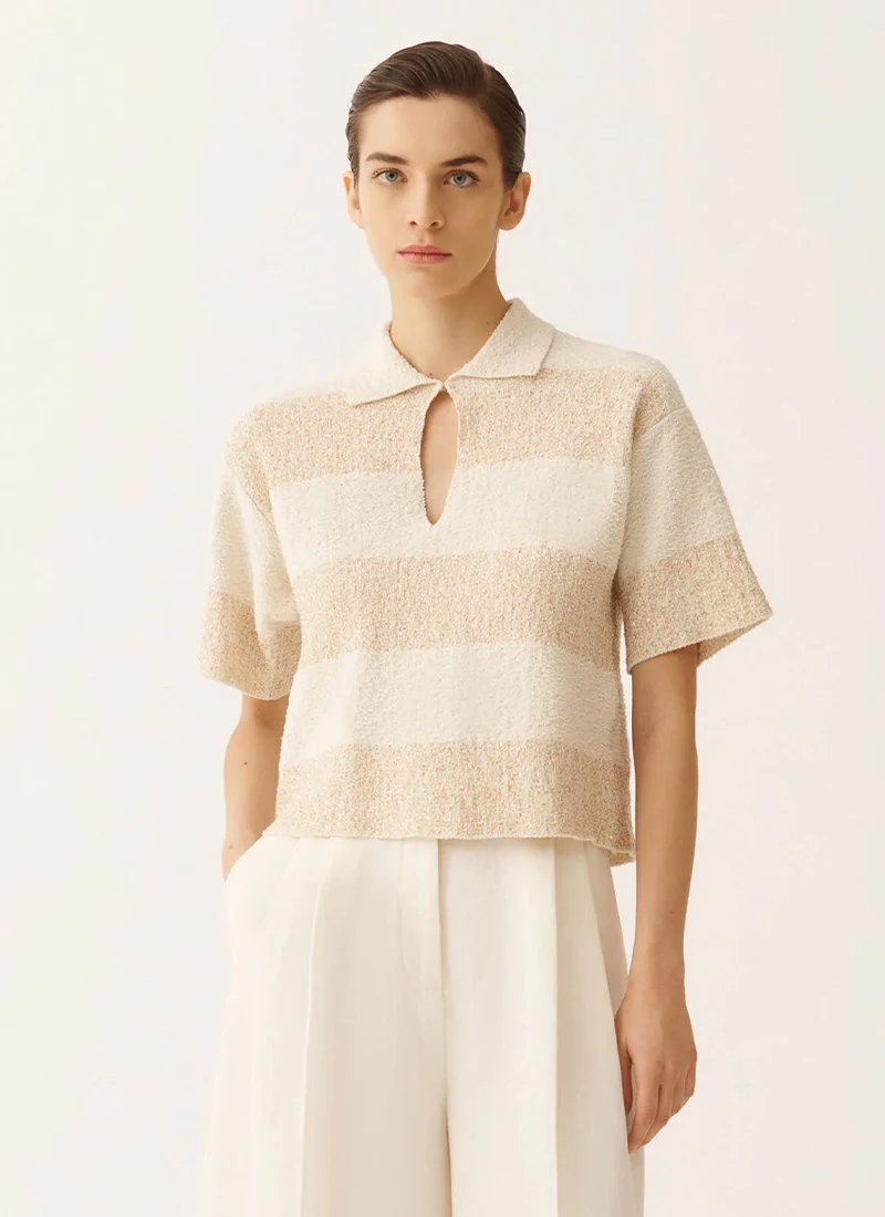 Cotton Boucle Striped Polo