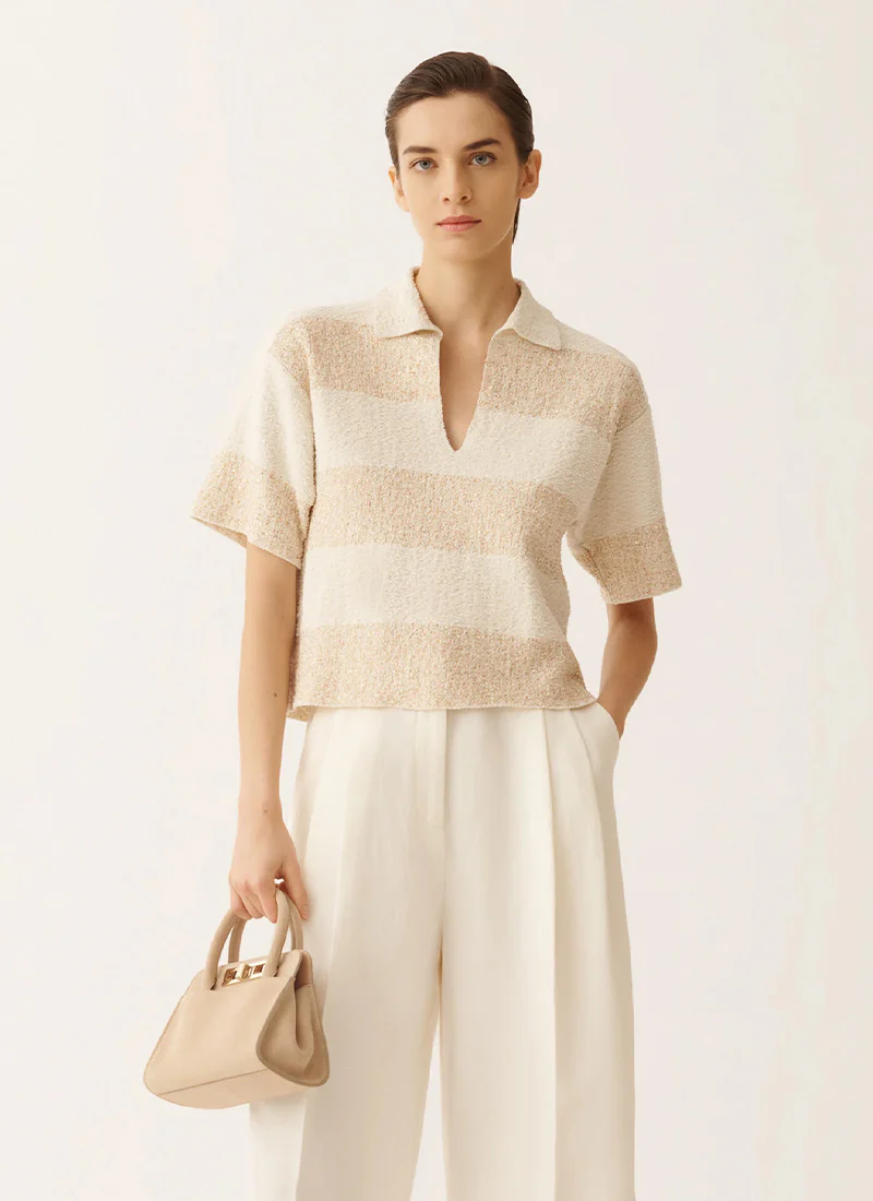 Cotton Boucle Striped Polo - Image 4