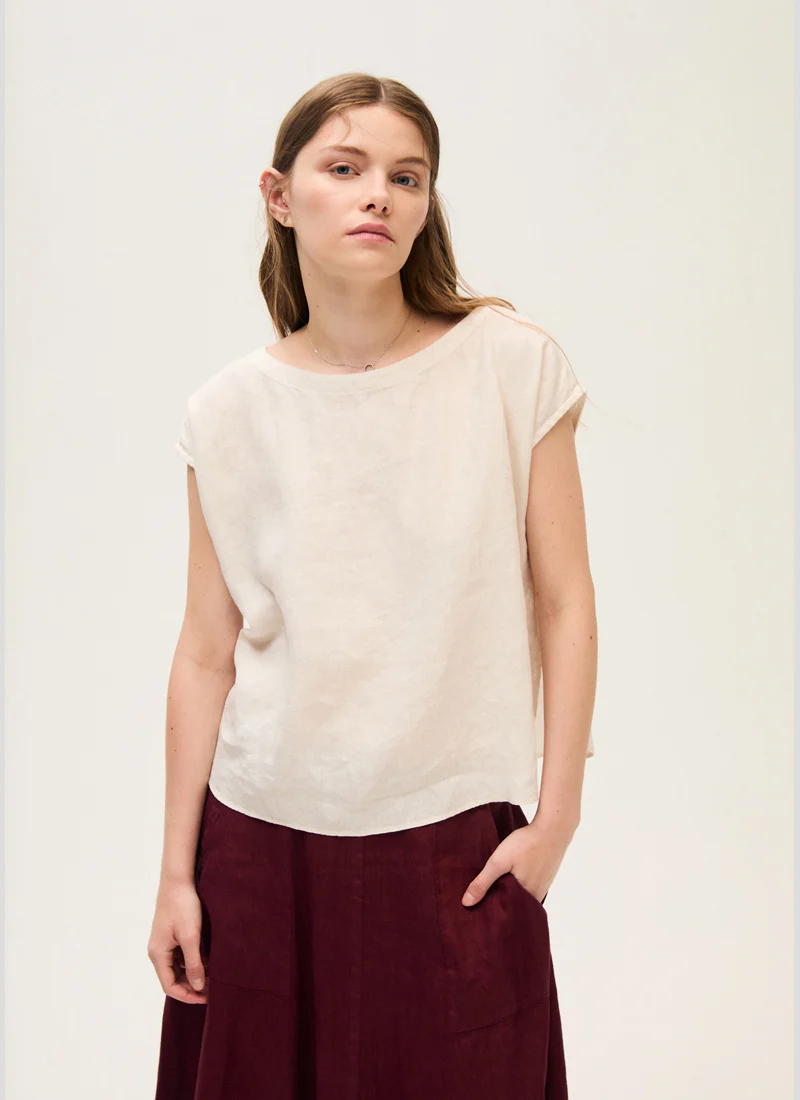Cap Sleeve Linen Top
