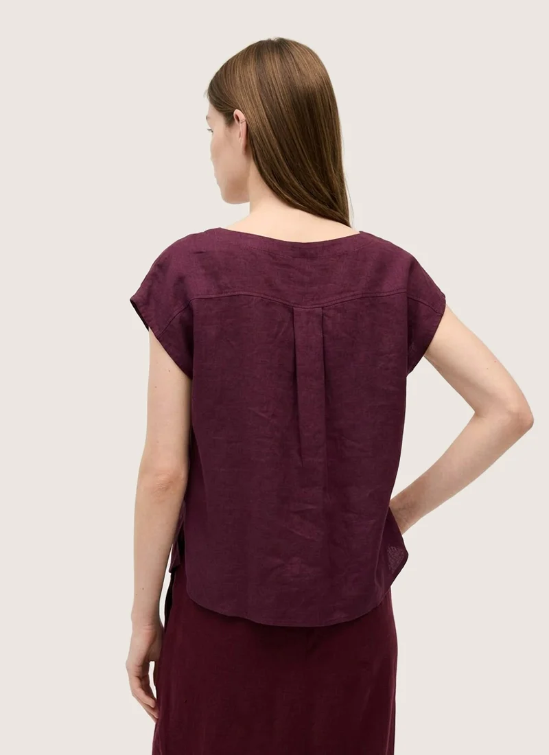 Cap Sleeve Linen Top - Image 2
