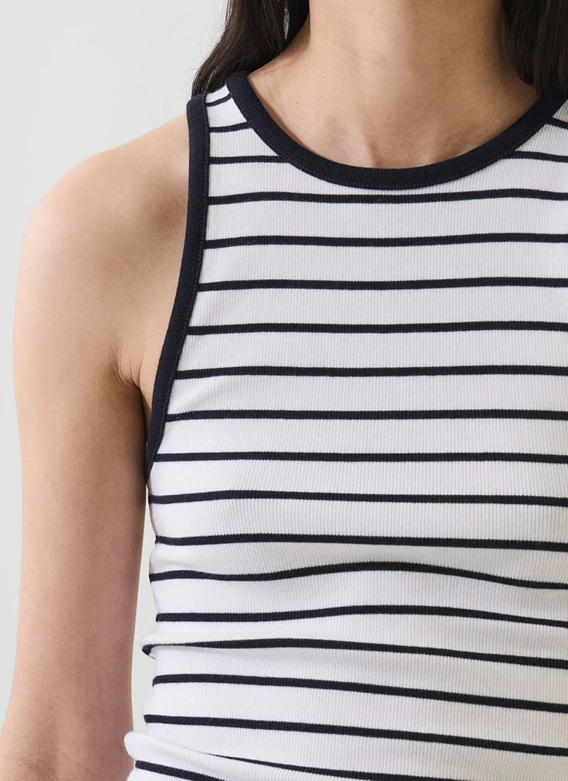 Stretch Striped Ribbed High Crew Tank - Image 2