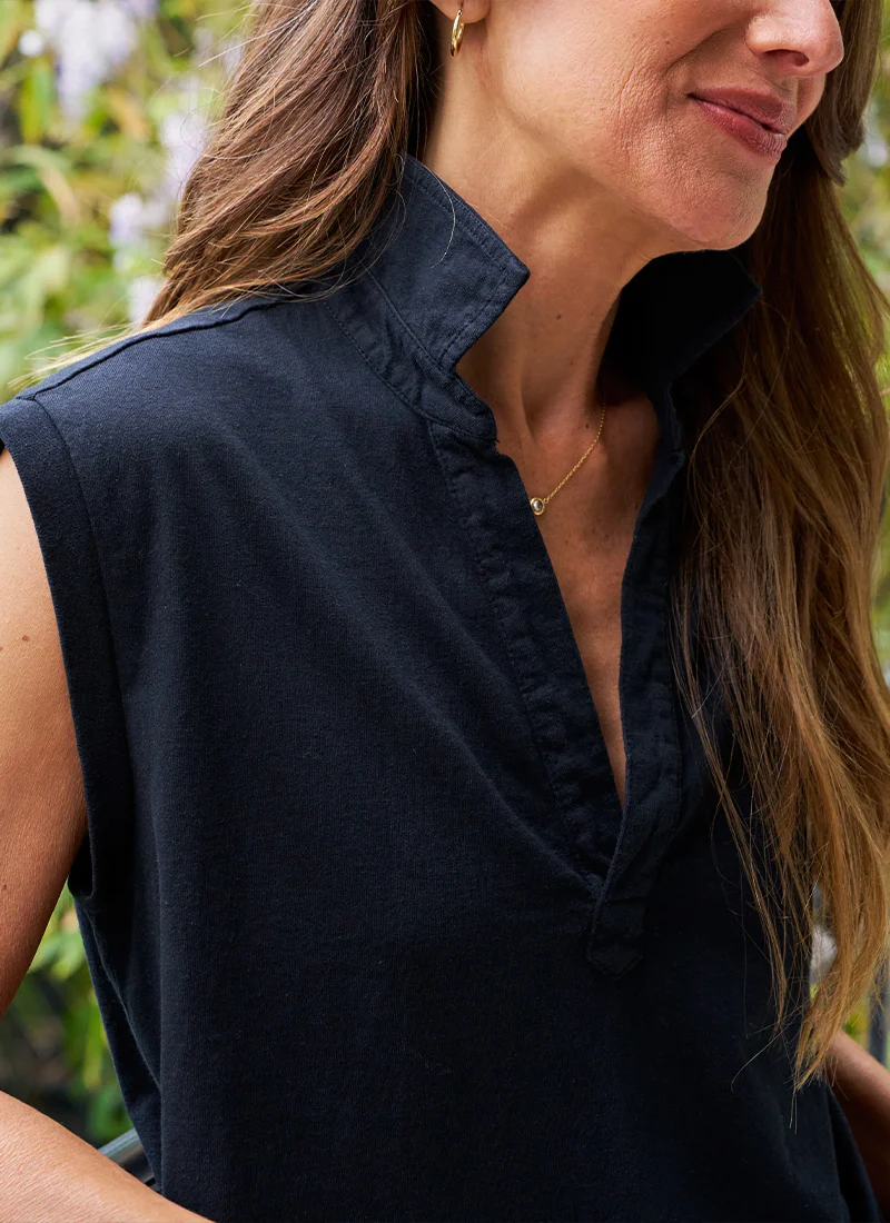 Olivia Cotton Popover Henley Tank Top - Image 2