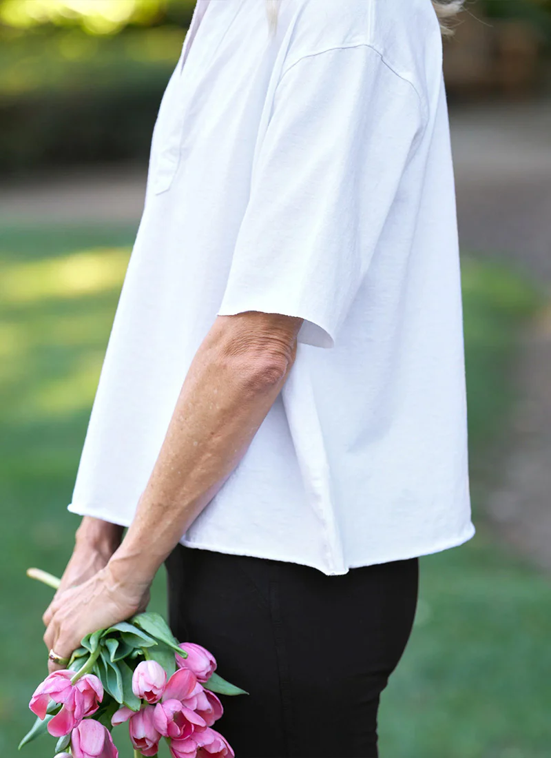 Patty Cotton Popover Short Sleeve Henley - Image 3