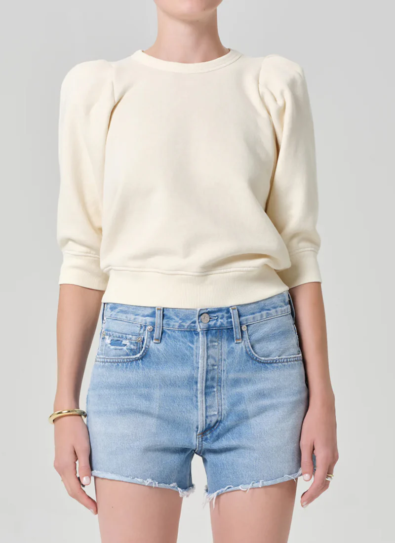 Pleated Short Sleeve Crew Neck Tee