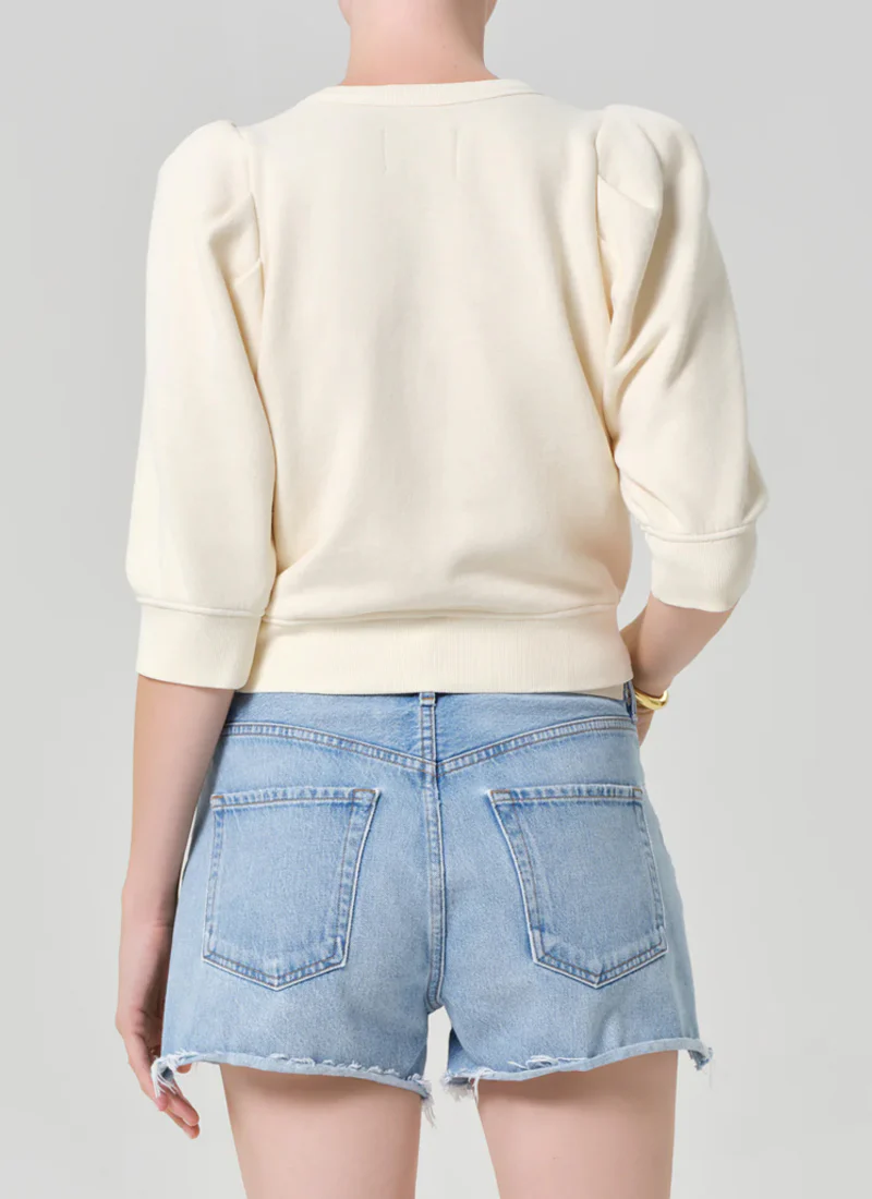 Pleated Short Sleeve Crew Neck Tee - Image 2