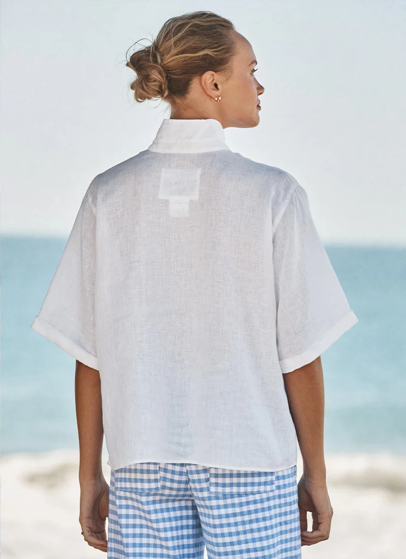 Rosie Linen Short Sleeve Button Up Shirt - Image 3