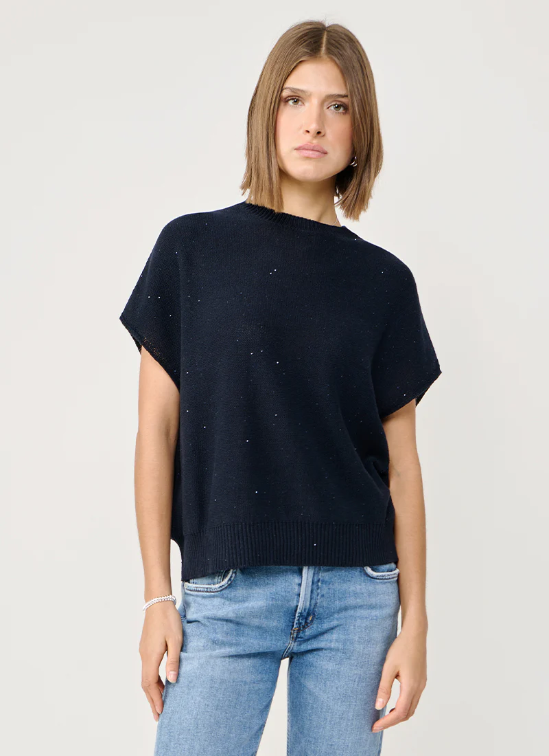 Sequin Crew Neck Cape