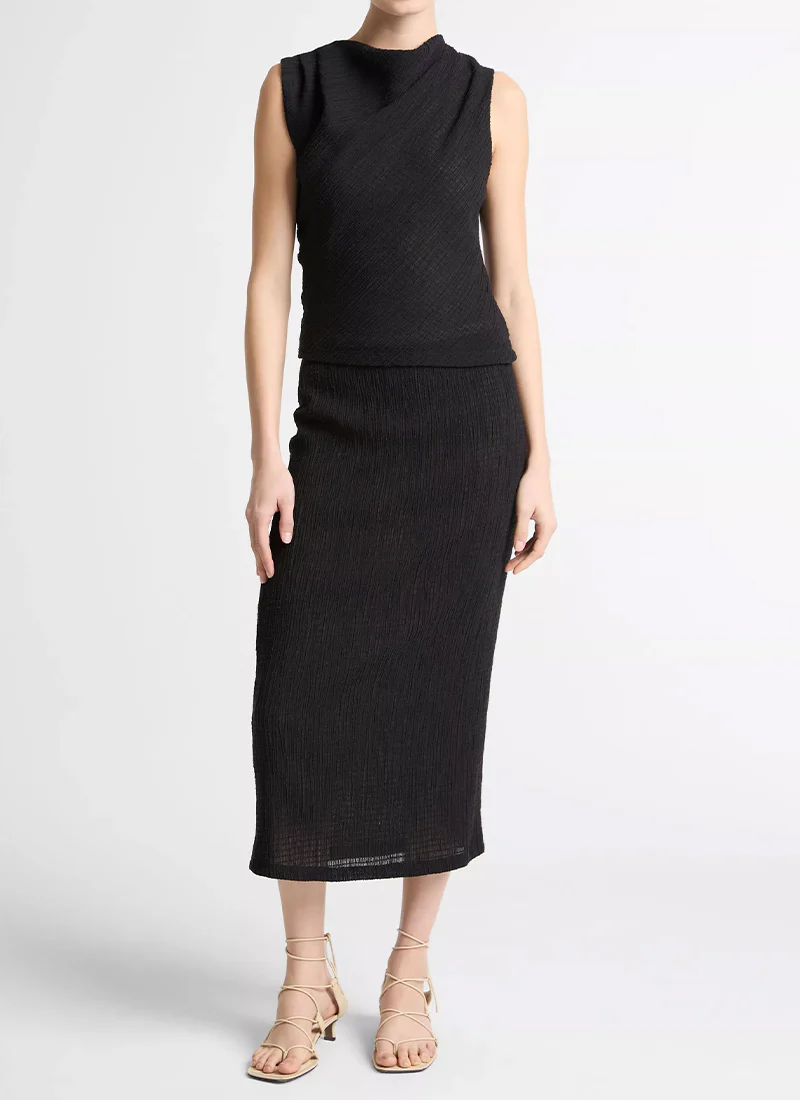 Shadow Grid Cowl Neck Top - Image 2