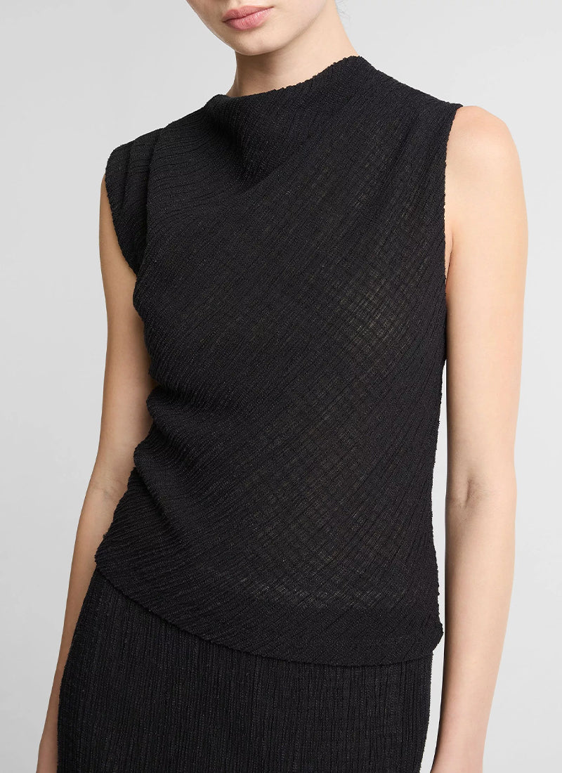 Shadow Grid Cowl Neck Top - Image 3