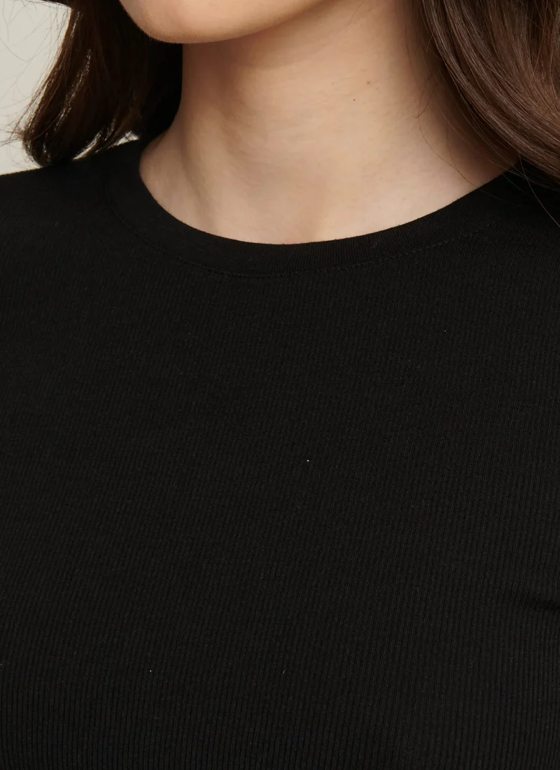 Short Sleeve Cotton Modal Rib Crew Neck T-Shirt - Image 4