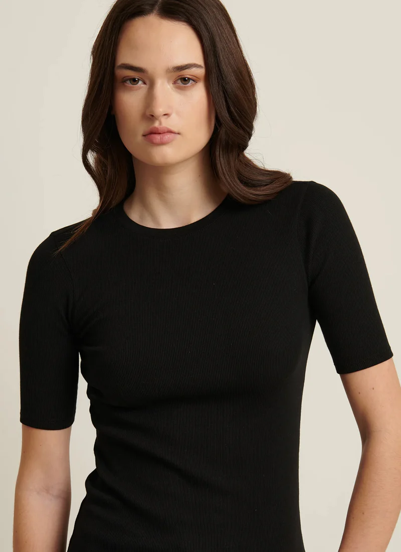 Short Sleeve Cotton Modal Rib Crew Neck T-Shirt - Image 5