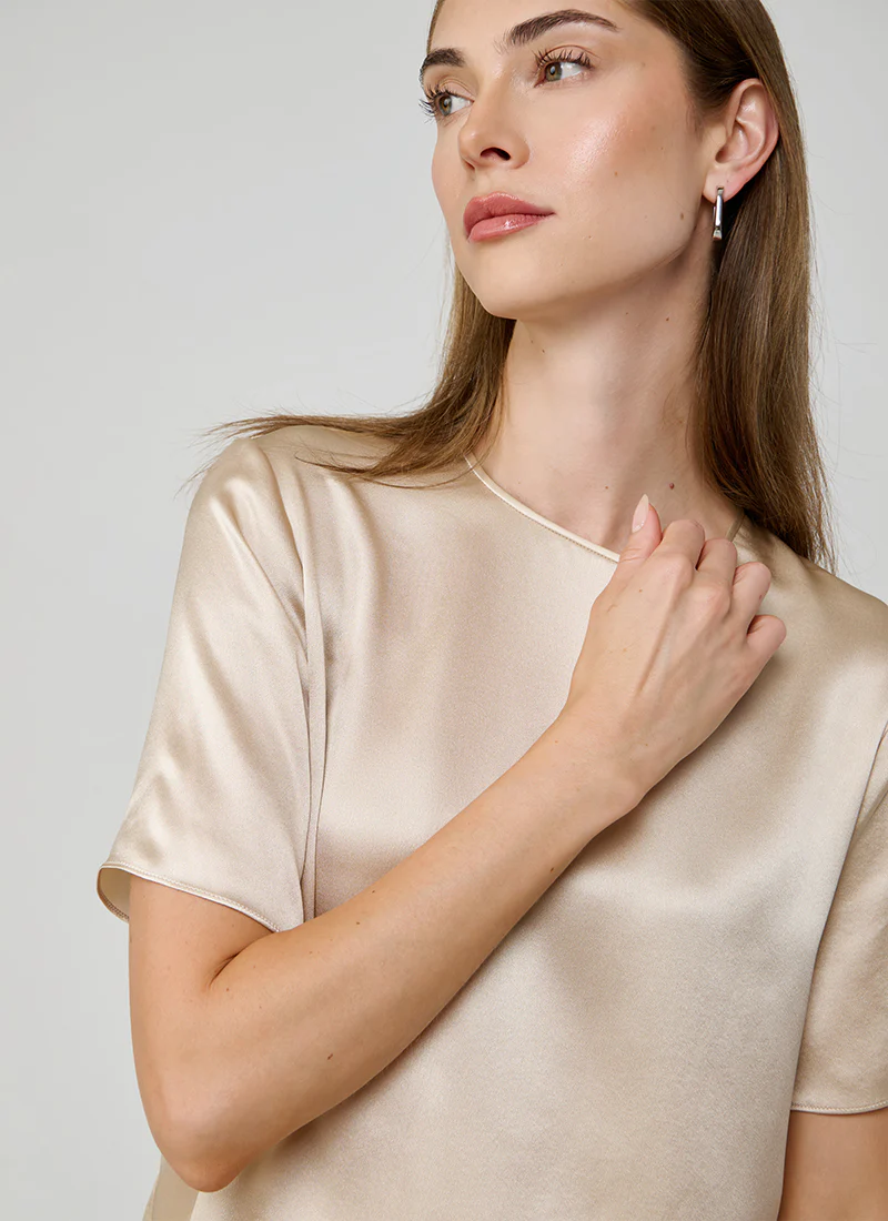 Short Sleeve Silk Tee - Image 3