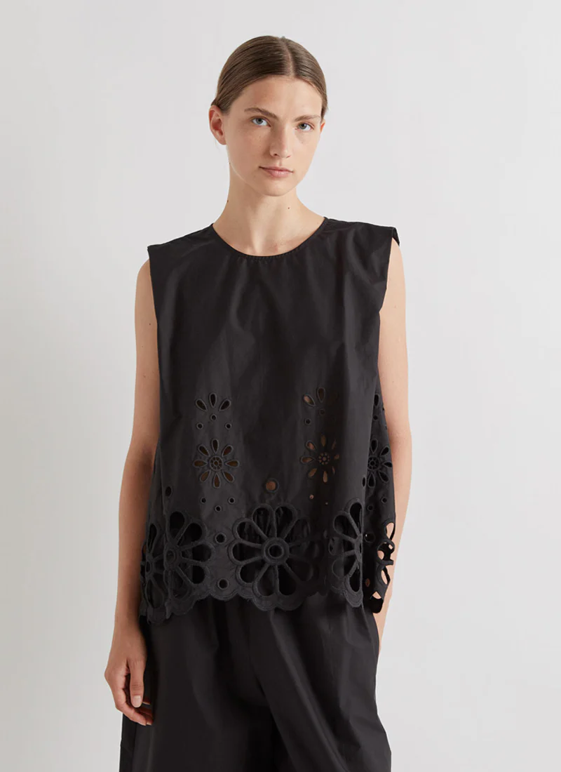 Sleeveless Eyelet Top