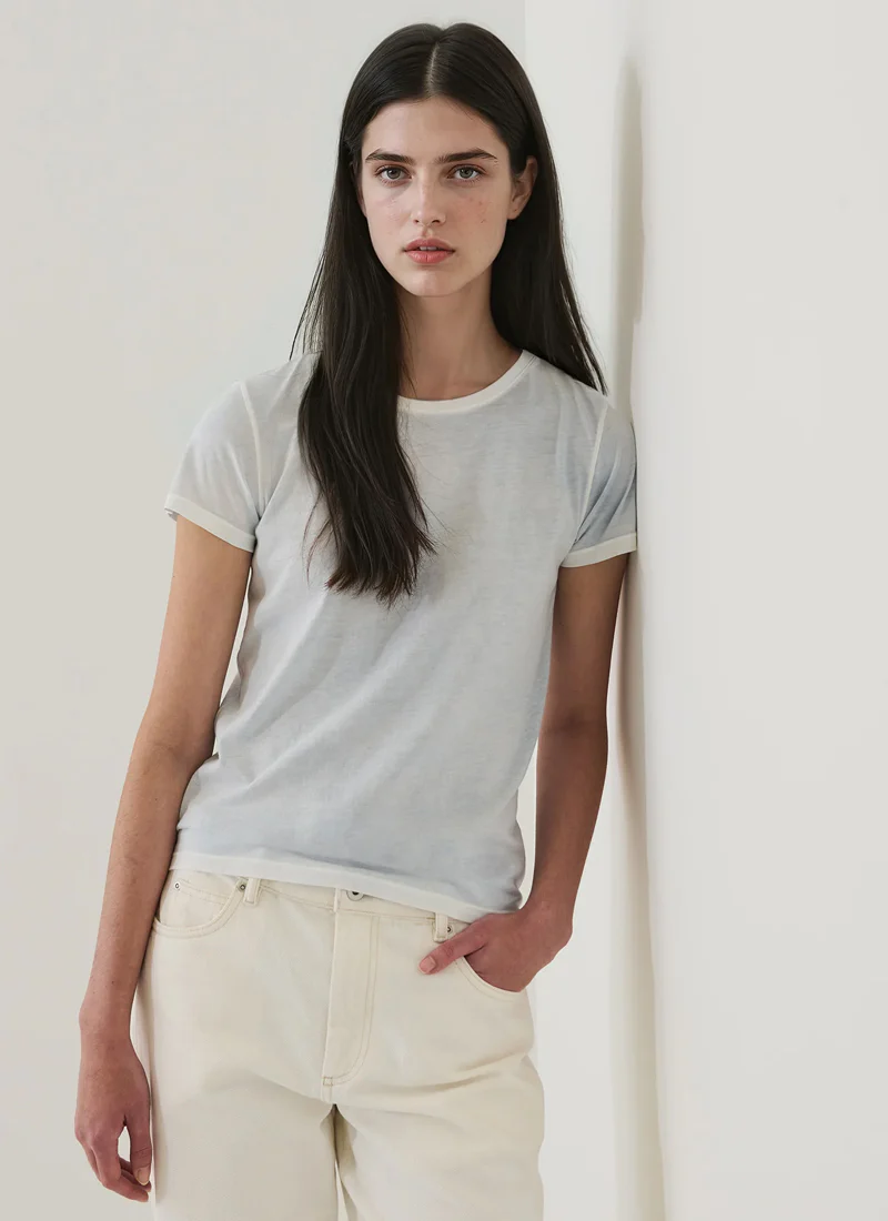Reverse Spray Pima Cotton Crew Neck Tee - Image 5