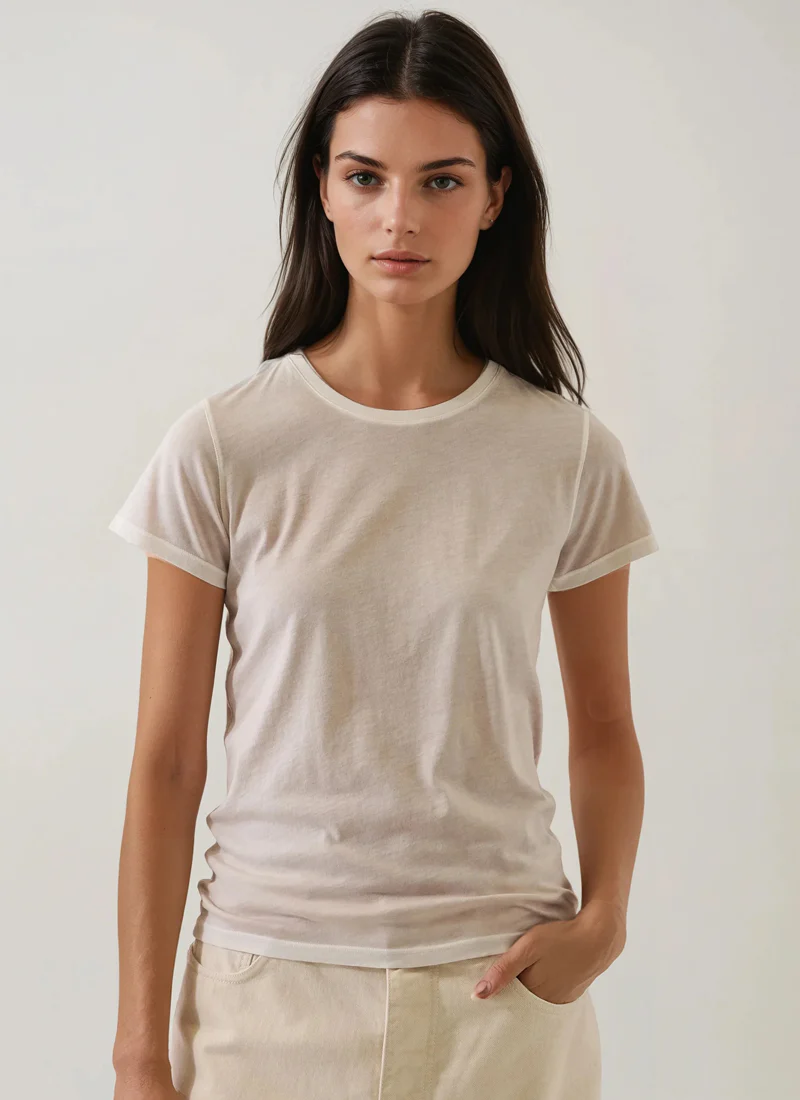 Reverse Spray Pima Cotton Crew Neck Tee