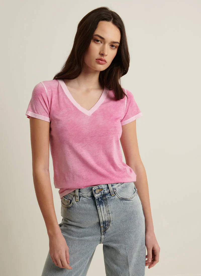 Reverse Spray Pima Cotton V-Neck Tee