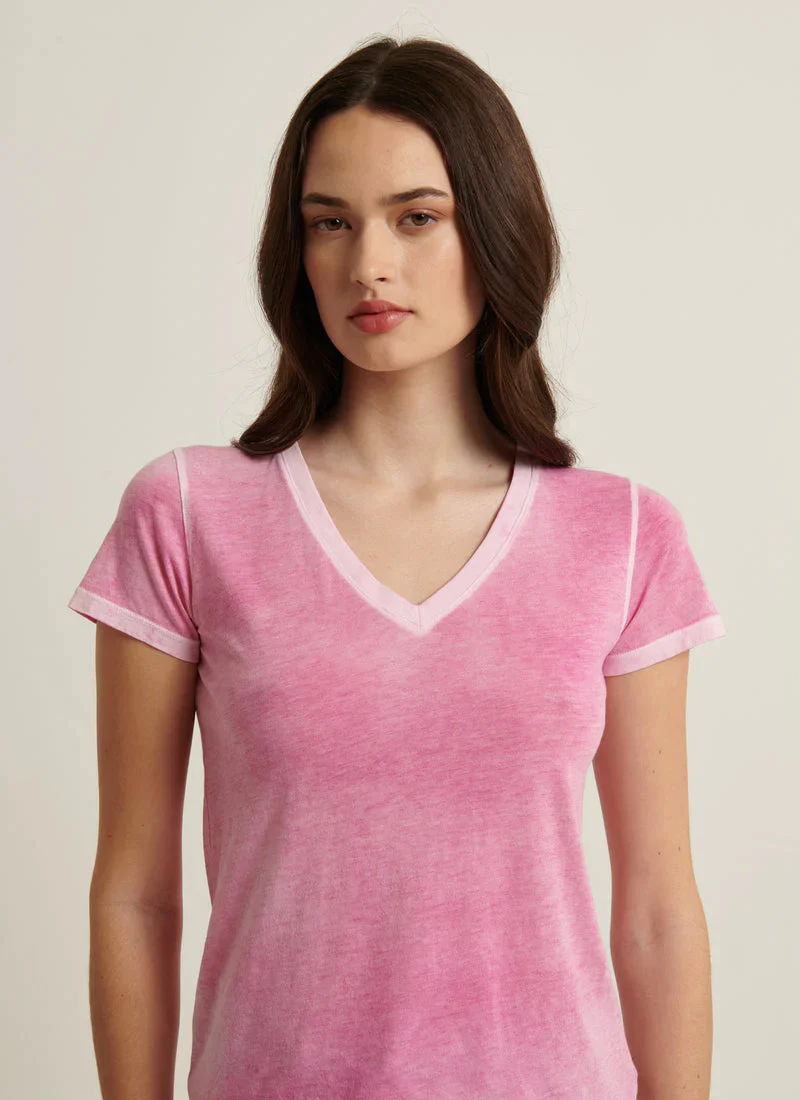 Reverse Spray Pima Cotton V-Neck Tee - Image 2