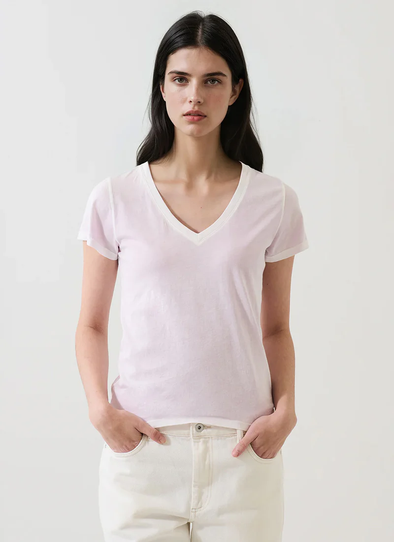 Reverse Spray Pima Cotton V-Neck Tee - Image 3