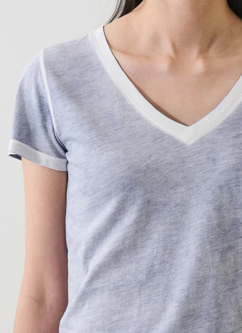 Reverse Spray Pima Cotton V-Neck Tee - Image 2