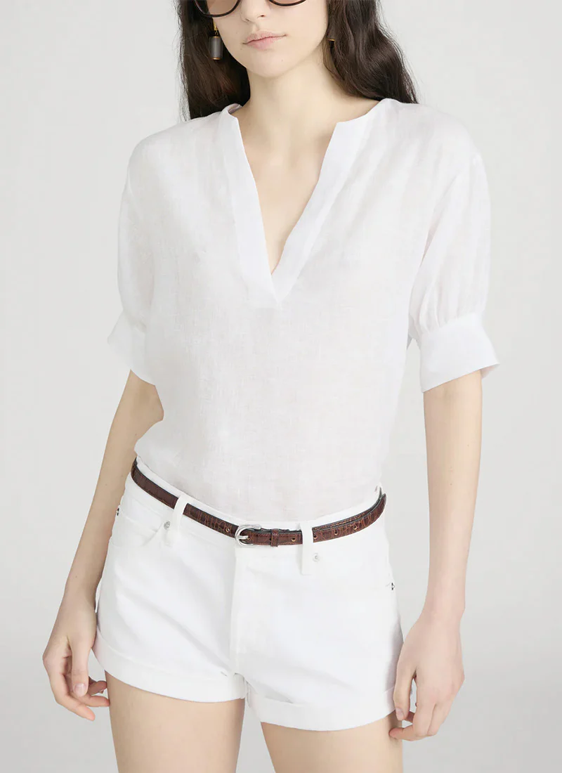 The Linen V-Neck Popover Top