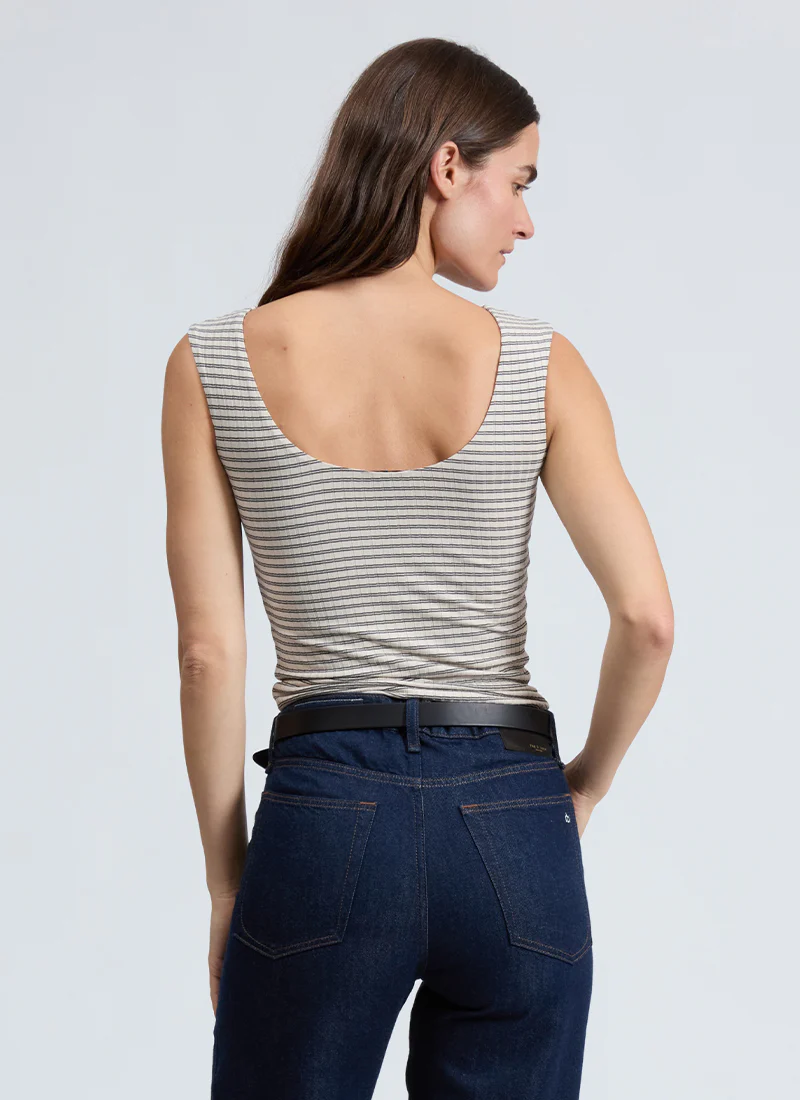 Luca Striped Open Back Tee - Image 2