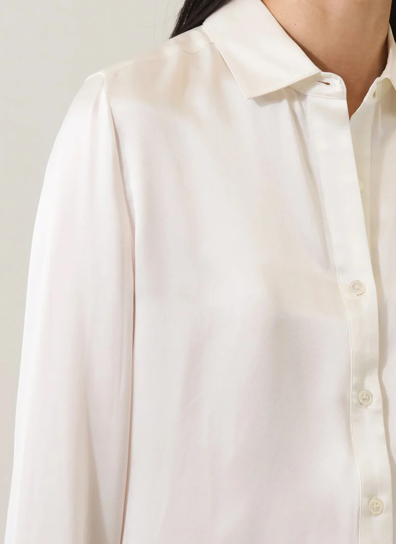 Long Sleeve Silk Satin Relaxed Shirt - Image 2