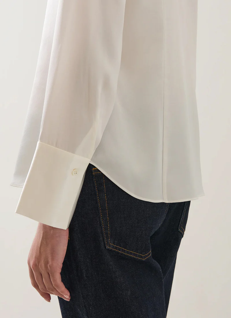 Long Sleeve Silk Satin Relaxed Shirt - Image 3