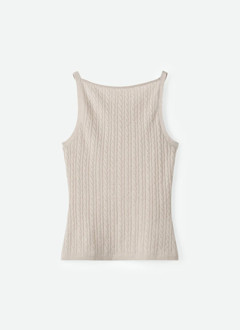 Cable Knit Cashmere Singlet Tank Top - Image 5